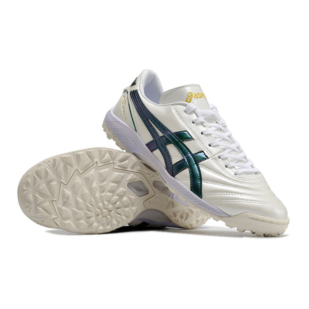 Chuteira Society Asics Japan TF Branca e Verde