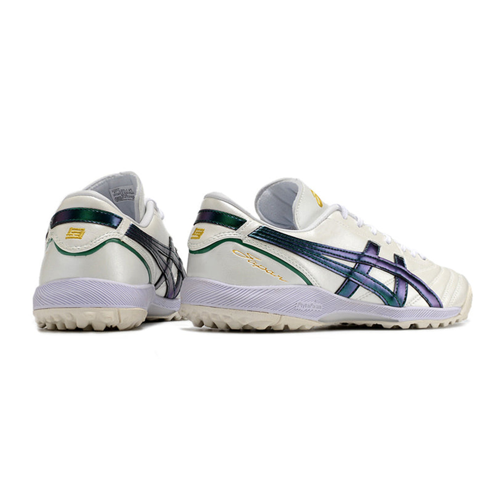 Chuteira Society Asics Japan TF Branca e Verde