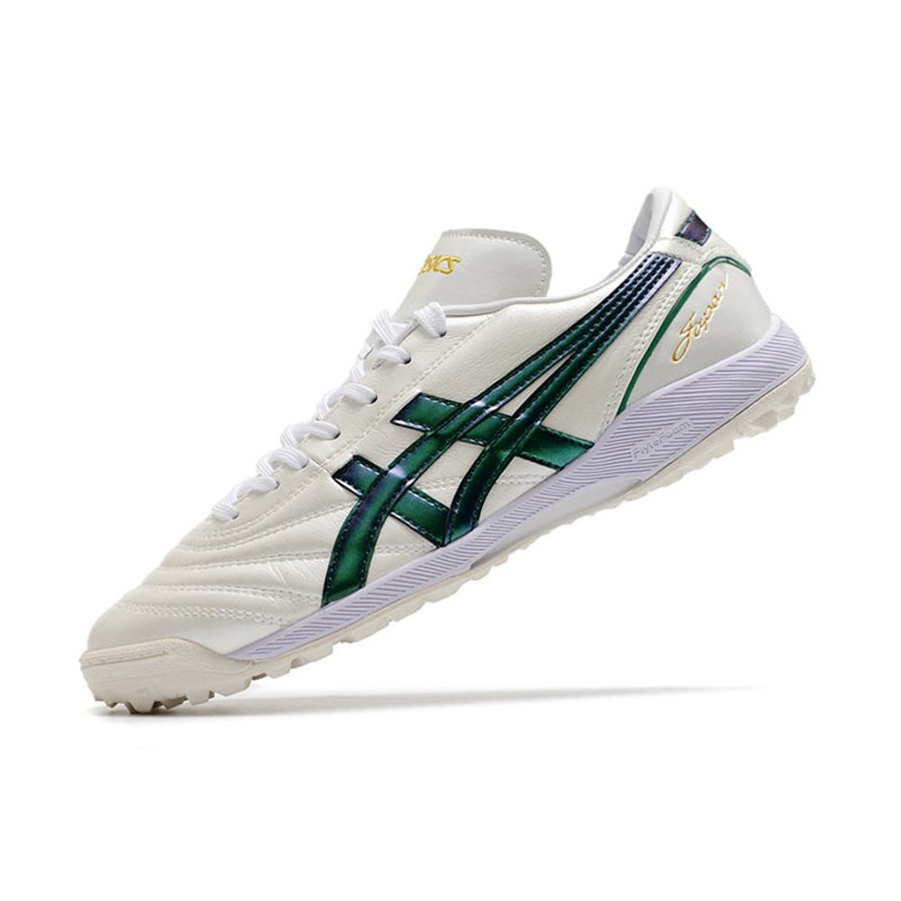 Chuteira Society Asics Japan TF Branca e Verde