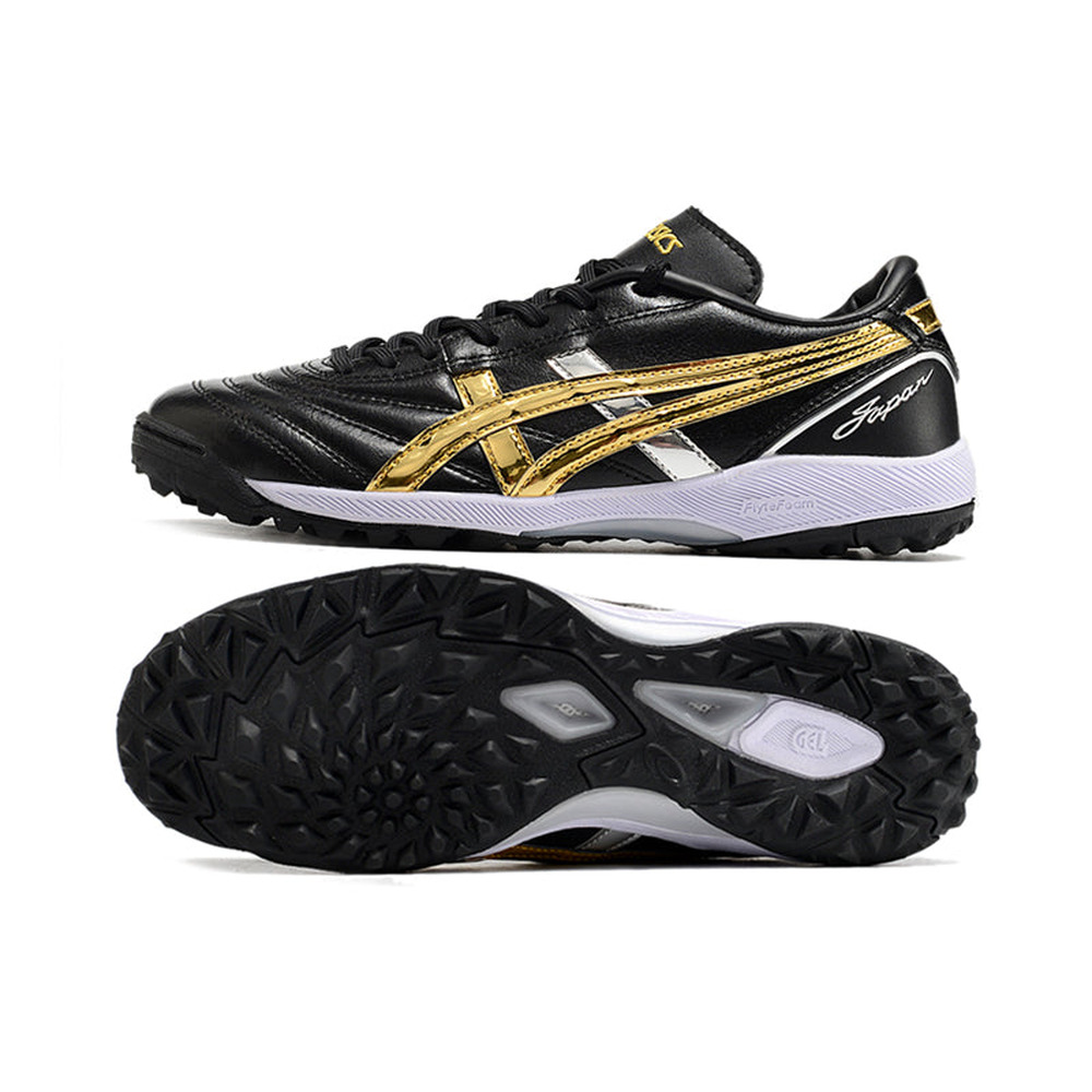 Chuteira Society Asics Japan TF Preta e Dourada