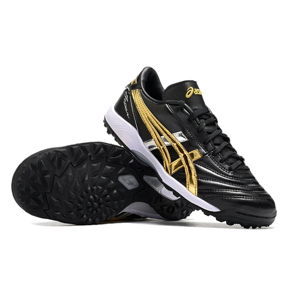Chuteira Society Asics Japan TF Preta e Dourada