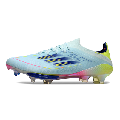 Chuteira Campo Adidas F50+ FG Azul, Rosa e Amarelo 