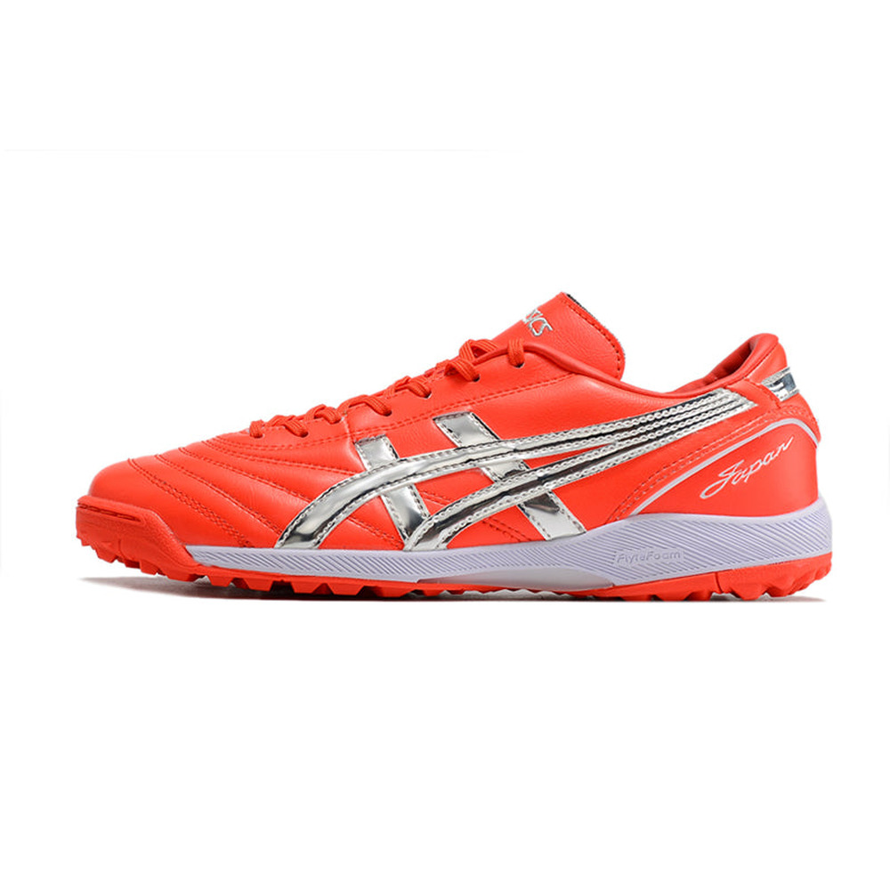 Chuteira Society Asics Japan TF Vermelha e Prata