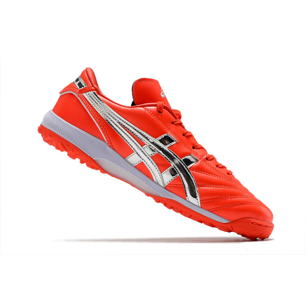 Chuteira Society Asics Japan TF Vermelha e Prata