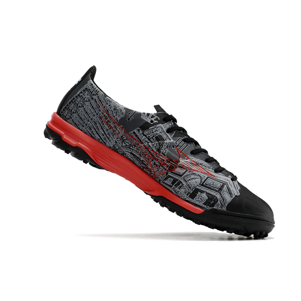 Chuteira Society Mizuno Alpha TF Preta e Vermelha 
