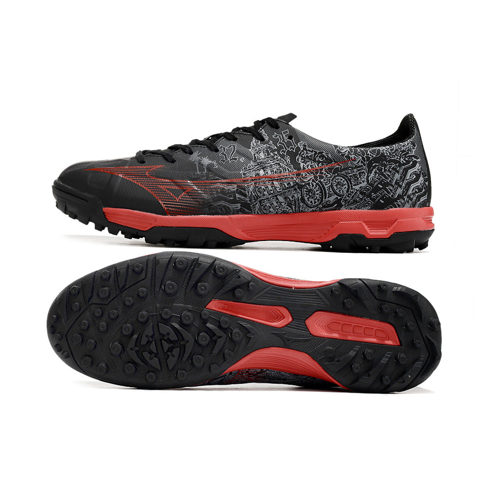 Chuteira Society Mizuno Alpha TF Preta e Vermelha 