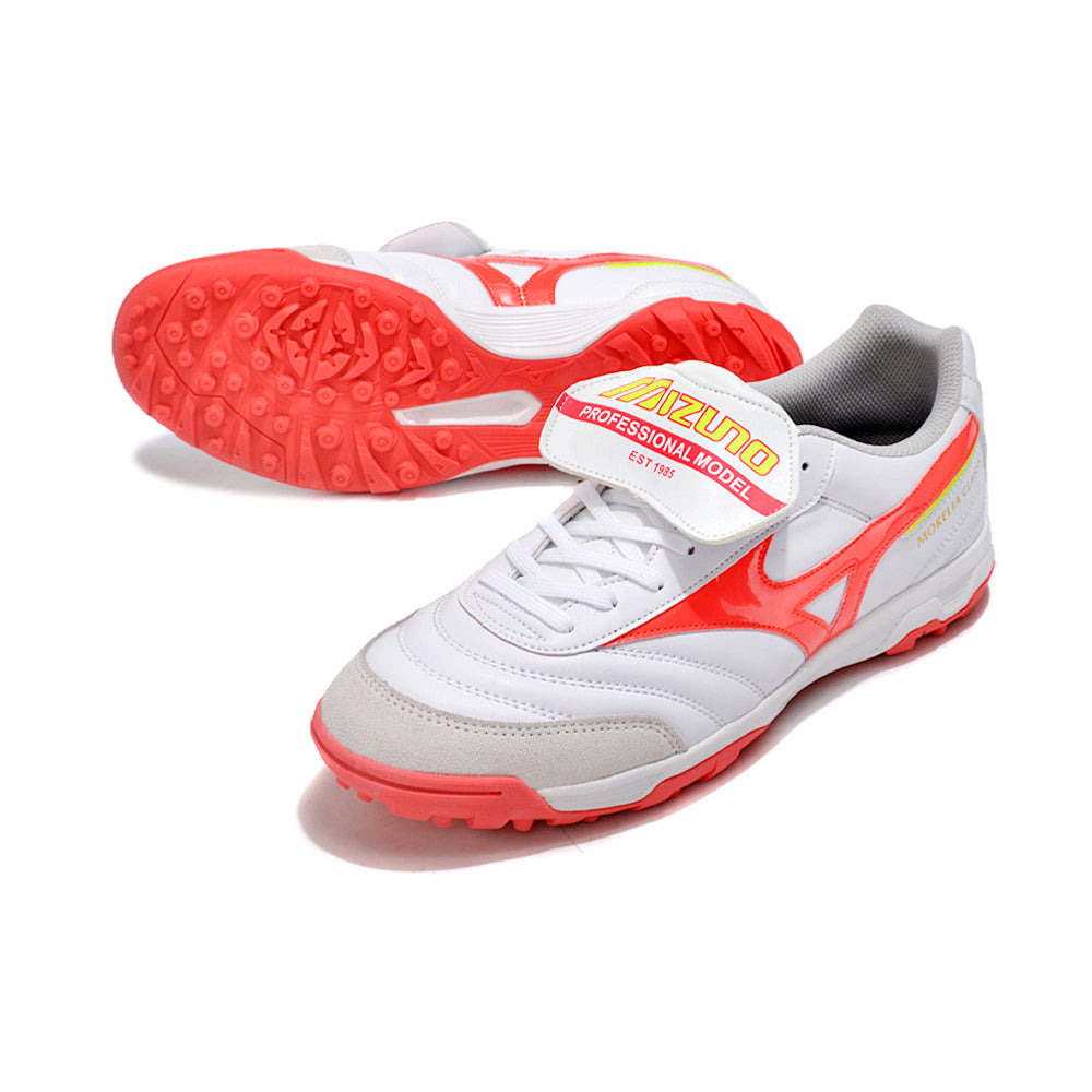 Chuteira Society Mizuno Morelia 3 TF Branca e Vermelha 