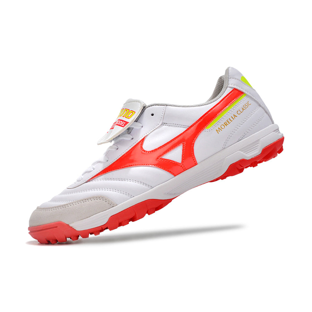 Chuteira Society Mizuno Morelia 3 TF Branca e Vermelha 