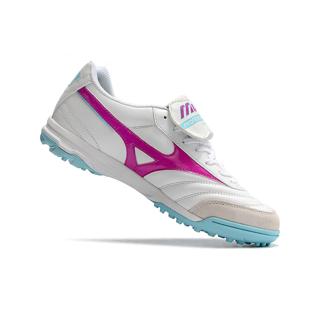 Chuteira Society Mizuno Morelia 3 TF Branca, Rosa e Azul