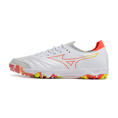 Chuteira Society Mizuno Morelia Neo Beta TF Branca e Vermelha