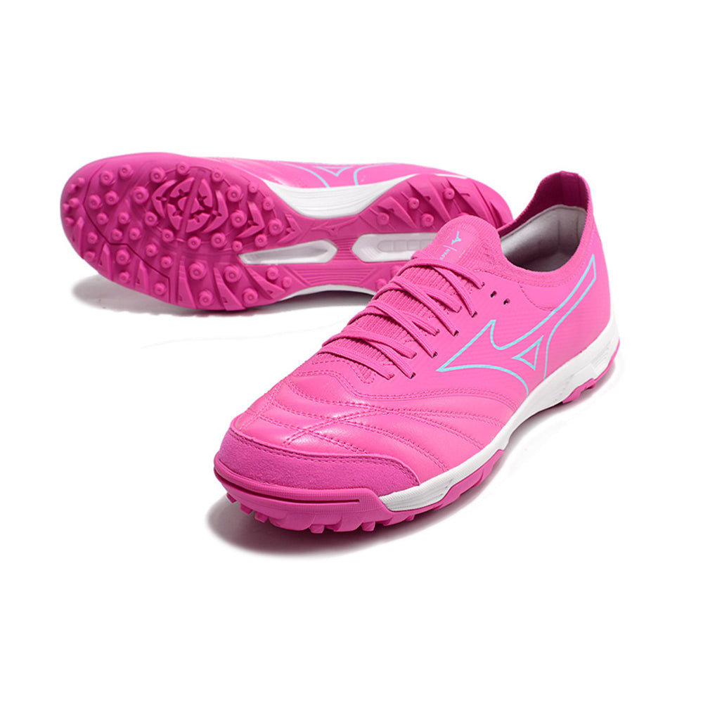 Chuteira Society Mizuno Morelia Neo Beta TF Rosa e Azul