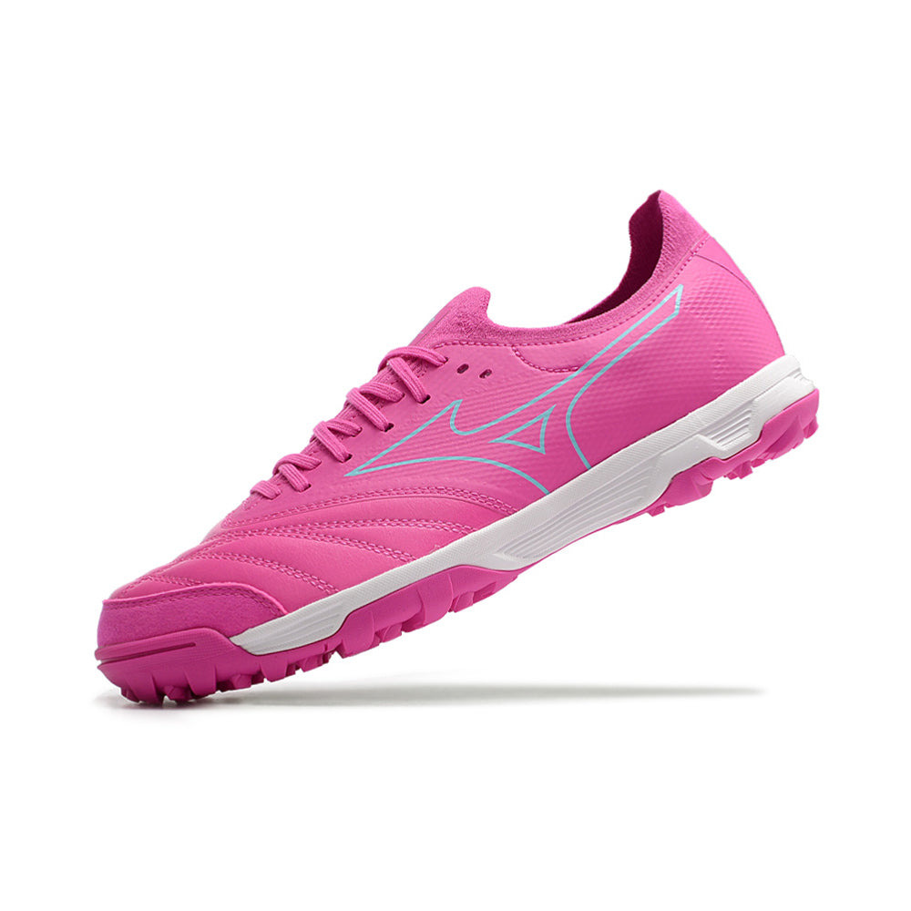 Chuteira Society Mizuno Morelia Neo Beta TF Rosa e Azul