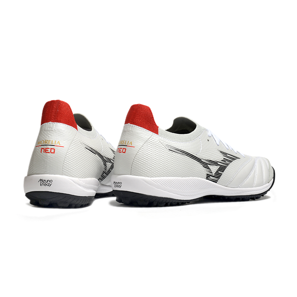 Chuteira Society Mizuno Morelia Neo Sala TF Branca e Preta