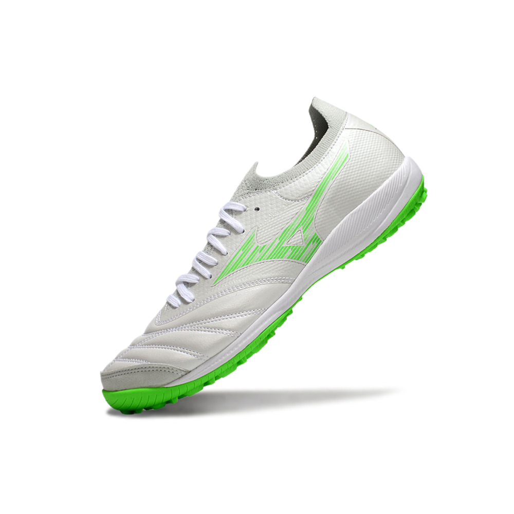 Chuteira Society Mizuno Morelia Neo Sala TF Branca e Verde