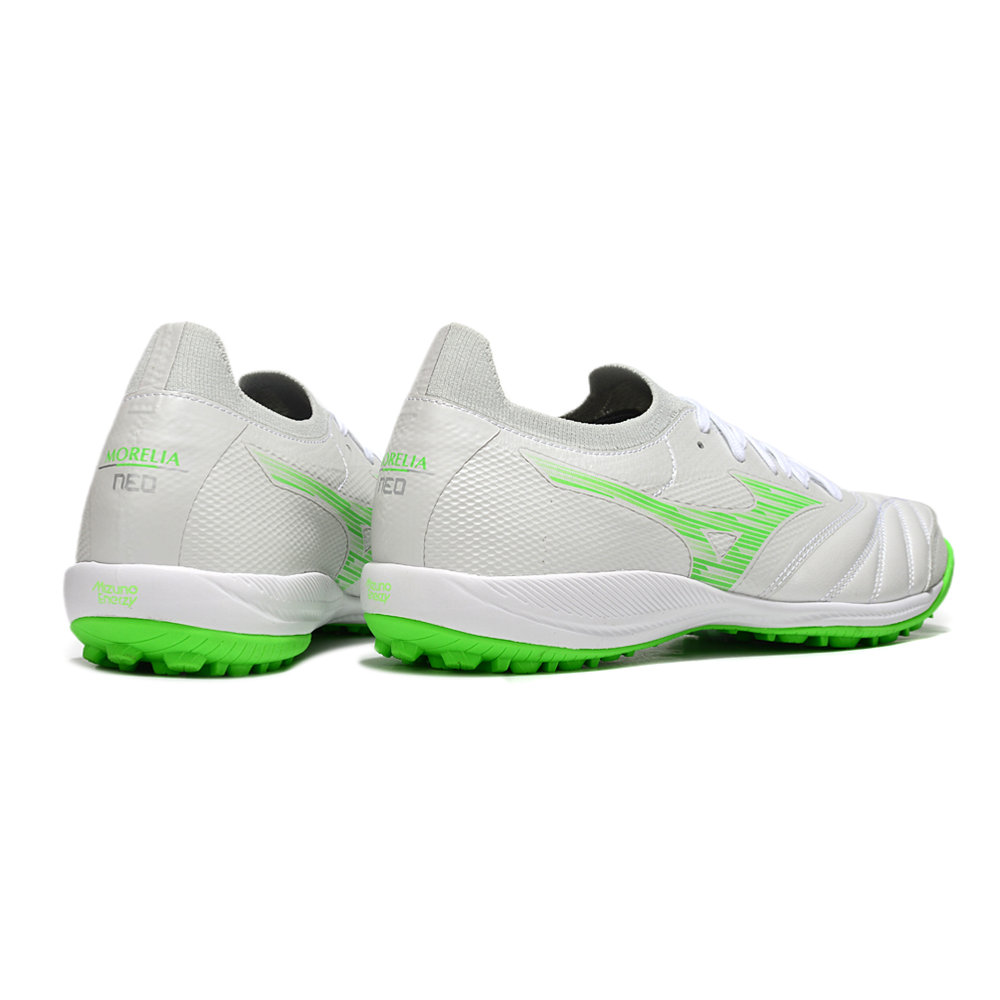 Chuteira Society Mizuno Morelia Neo Sala TF Branca e Verde