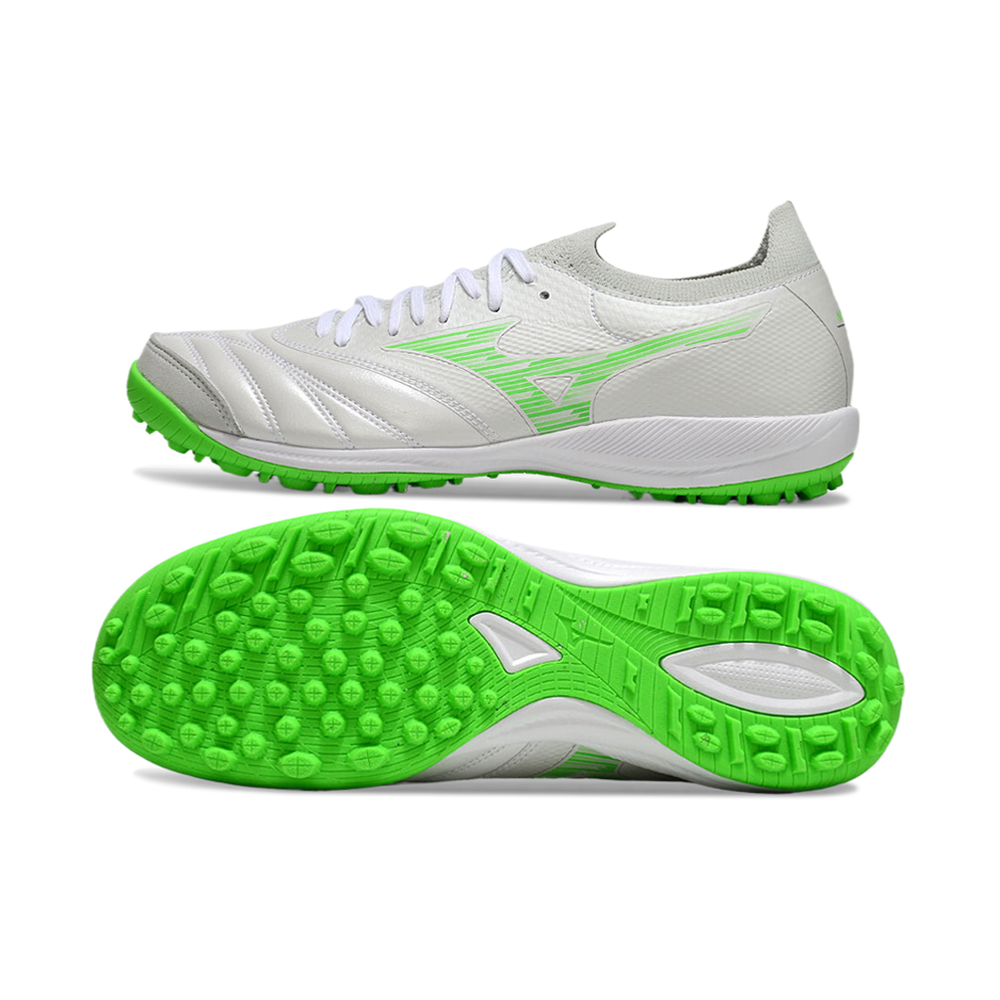 Chuteira Society Mizuno Morelia Neo Sala TF Branca e Verde