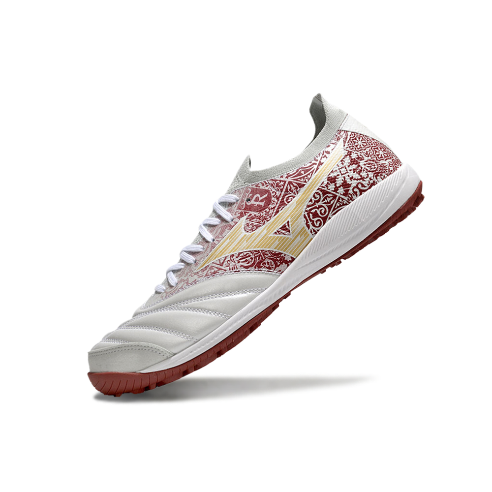 Chuteira Society Mizuno Morelia Neo Sala TF Branca e Vermelha 