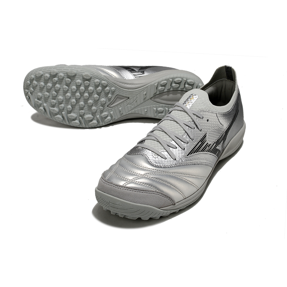 Chuteira Society Mizuno Morelia Neo Sala TF Prata