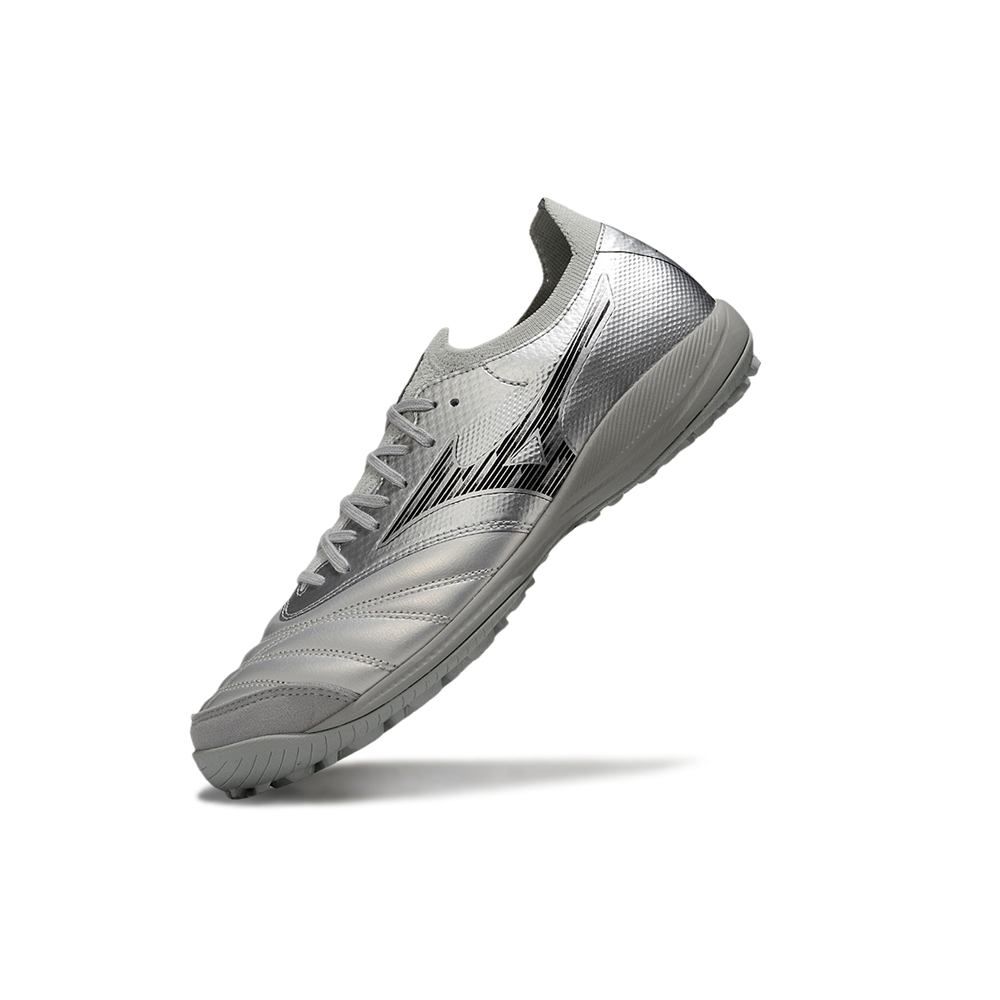 Chuteira Society Mizuno Morelia Neo Sala TF Prata