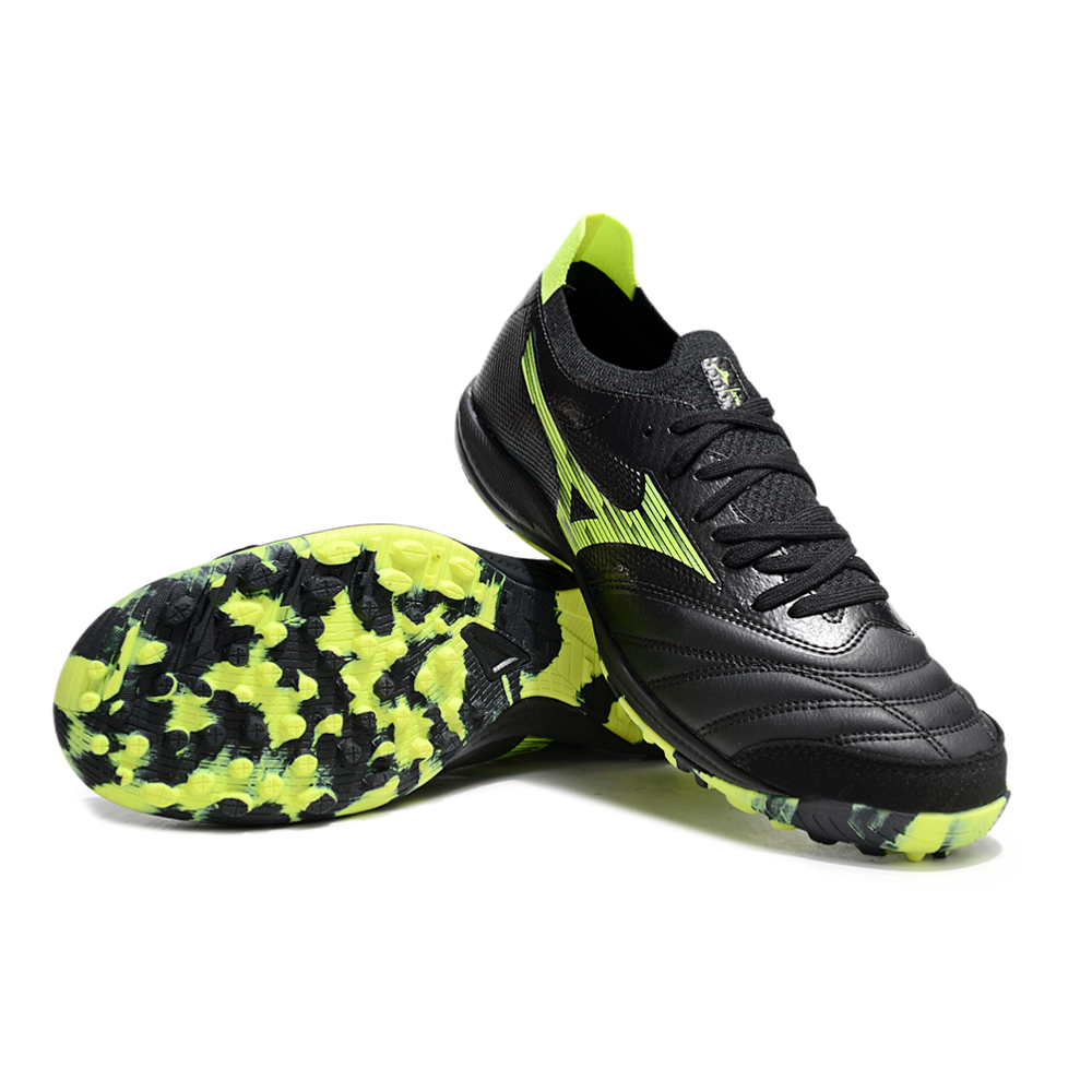 Chuteira Society Mizuno Morelia Neo Sala TF Preta e Verde