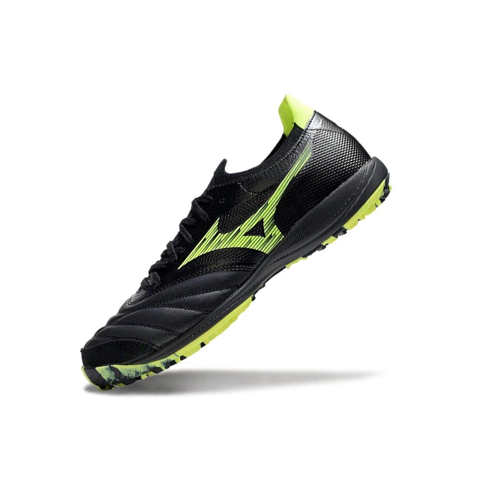 Chuteira Society Mizuno Morelia Neo Sala TF Preta e Verde