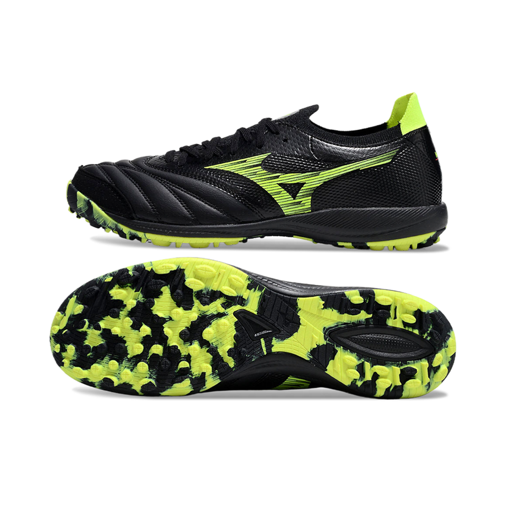 Chuteira Society Mizuno Morelia Neo Sala TF Preta e Verde