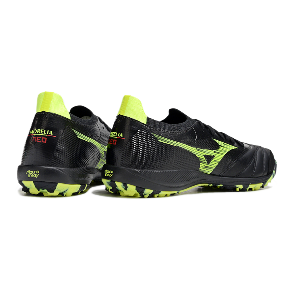 Chuteira Society Mizuno Morelia Neo Sala TF Preta e Verde