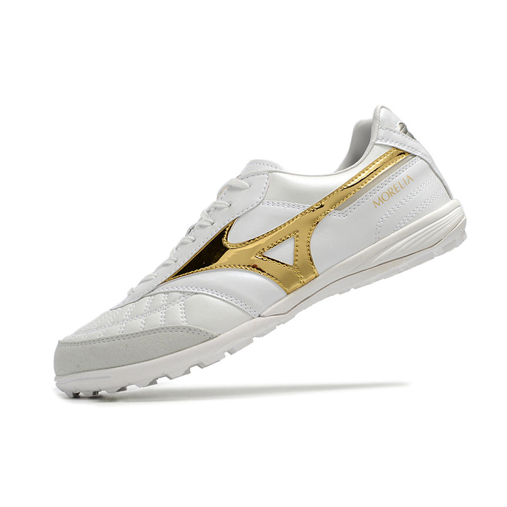Chuteira Society Mizuno Morelia Sala Japan IC Branca e Dourado