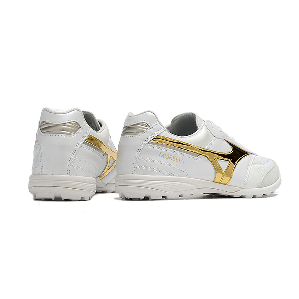 Chuteira Society Mizuno Morelia Sala Japan IC Branca e Dourado