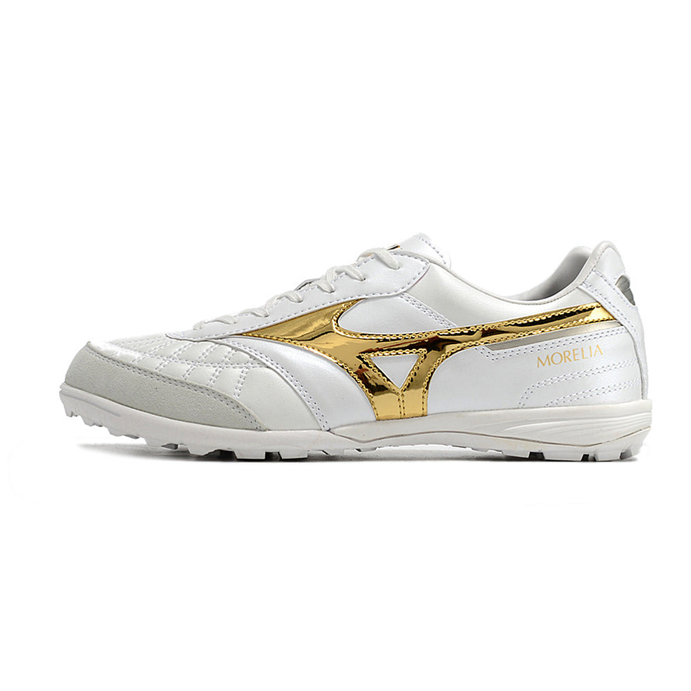 Chuteira Society Mizuno Morelia Sala Japan IC Branca e Dourado