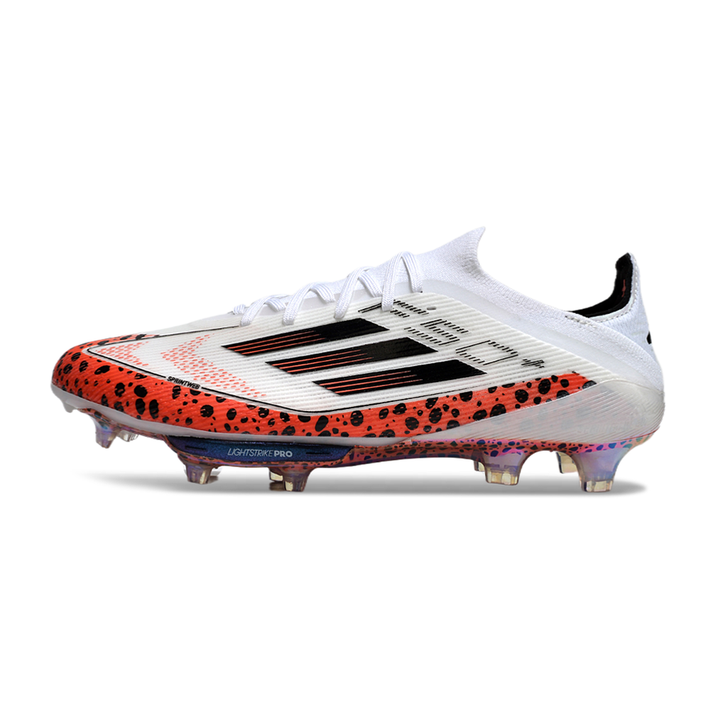 Chuteira Campo Adidas F50+ FG Branca e Laranja