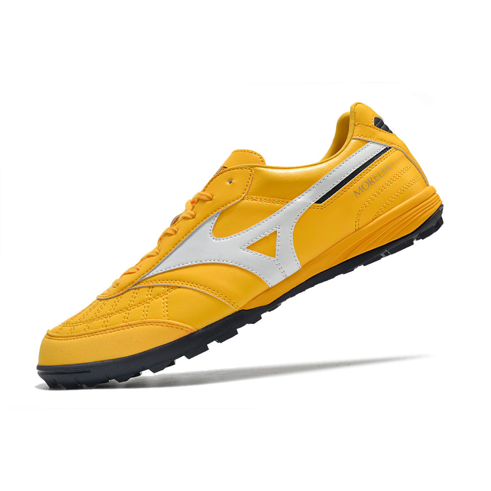 Chuteira Society Mizuno Morelia Sala Japan TF Amarela e Branca