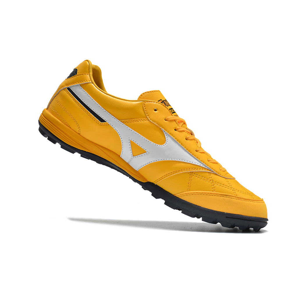 Chuteira Society Mizuno Morelia Sala Japan TF Amarela e Branca