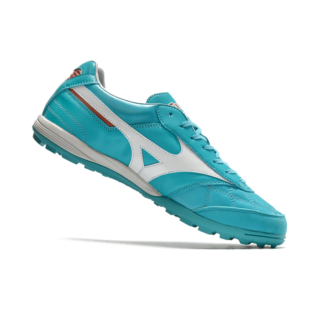 Chuteira Society Mizuno Morelia Sala Japan TF Azul e Branca 