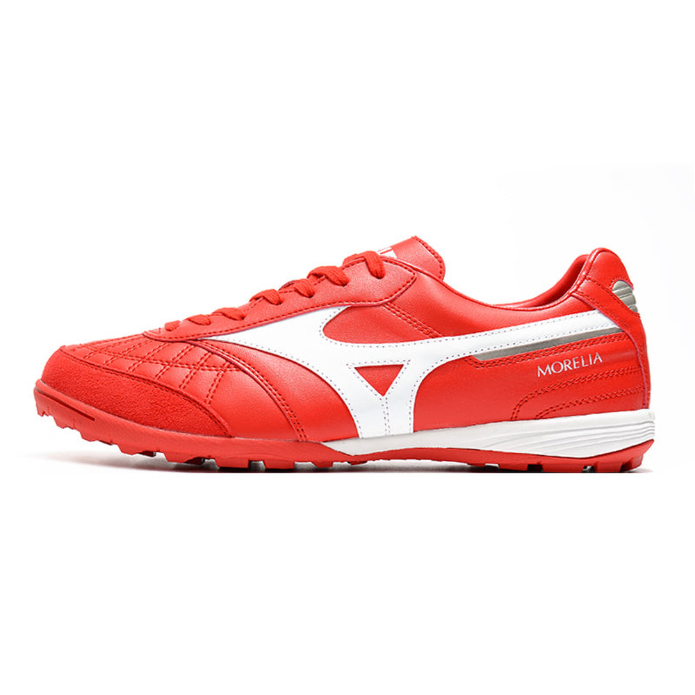 Chuteira Society Mizuno Morelia Sala Japan TF Vermelha e Branca