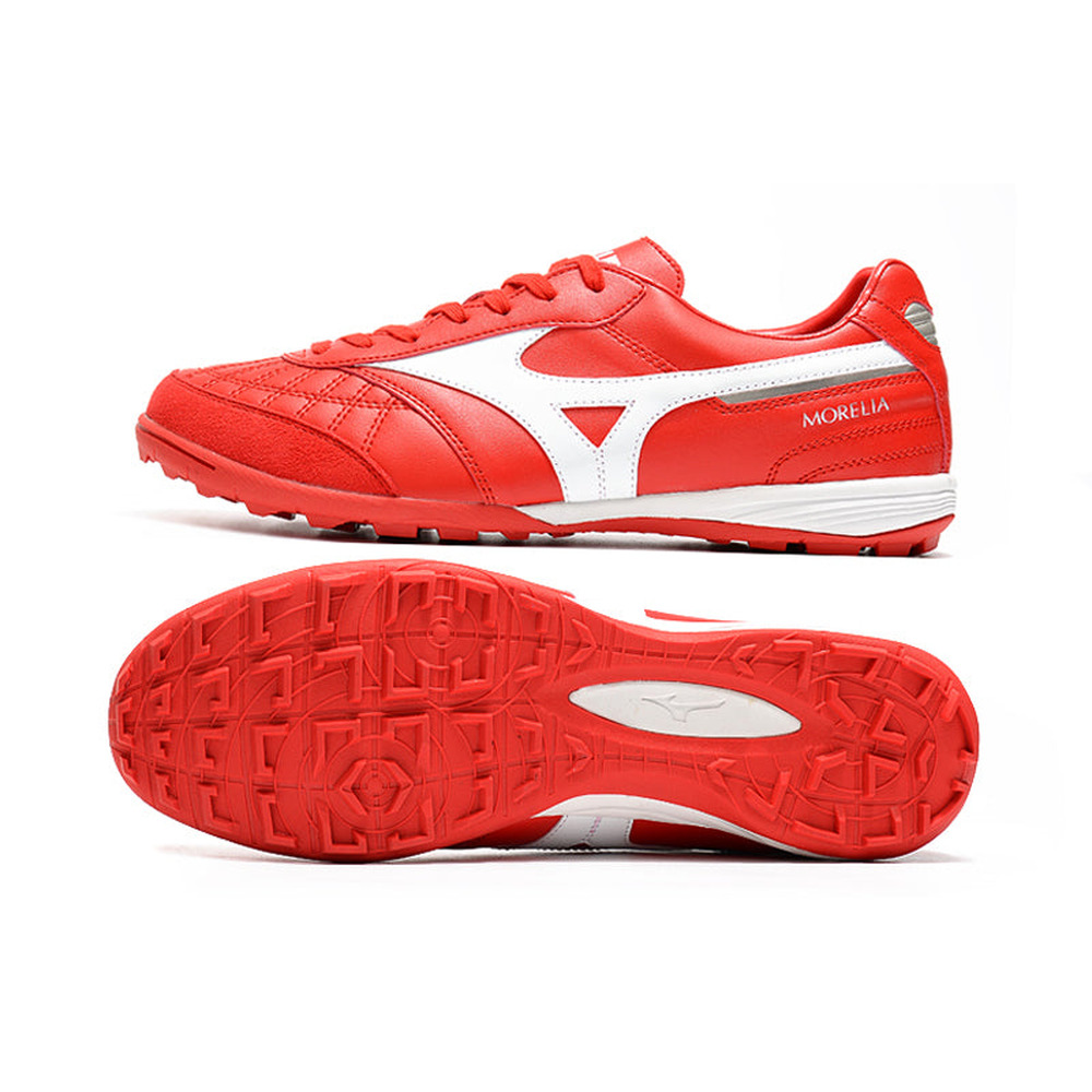 Chuteira Society Mizuno Morelia Sala Japan TF Vermelha e Branca