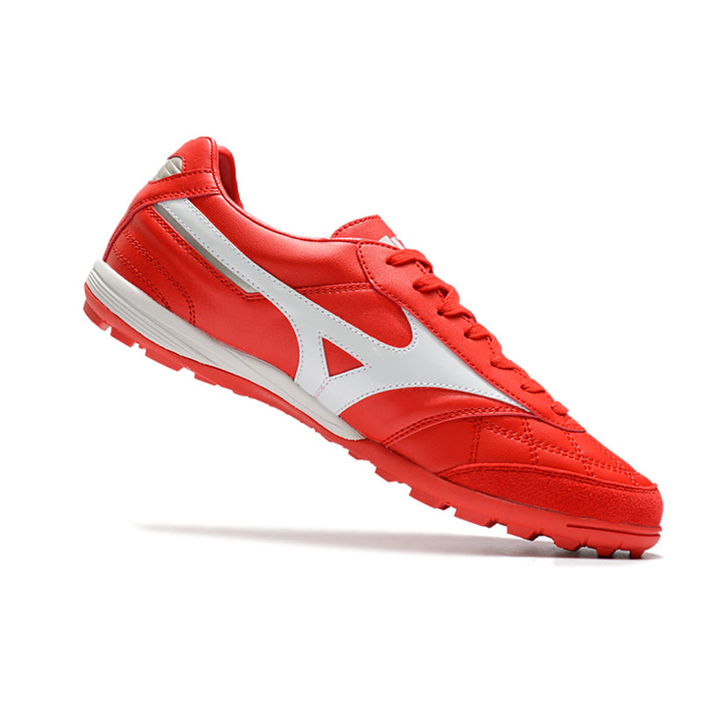 Chuteira Society Mizuno Morelia Sala Japan TF Vermelha e Branca