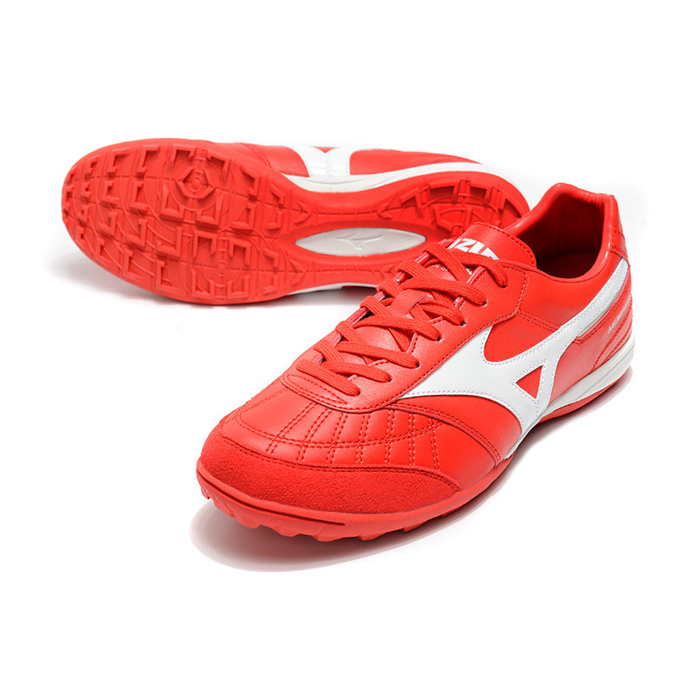 Chuteira Society Mizuno Morelia Sala Japan TF Vermelha e Branca