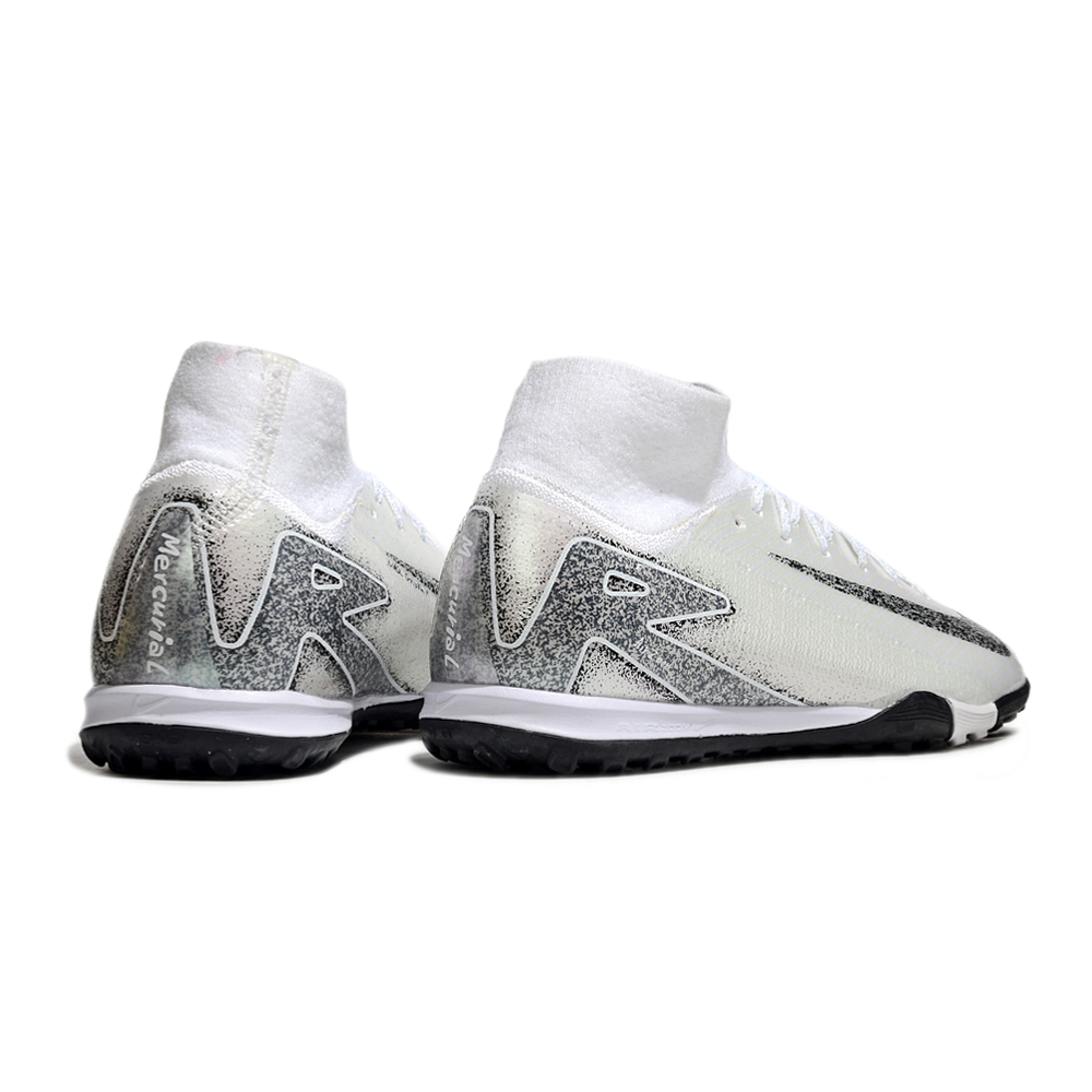 Chuteira Society Nike Air Zoom Mercurial Superfly 10 Elite TF Branca e Preta