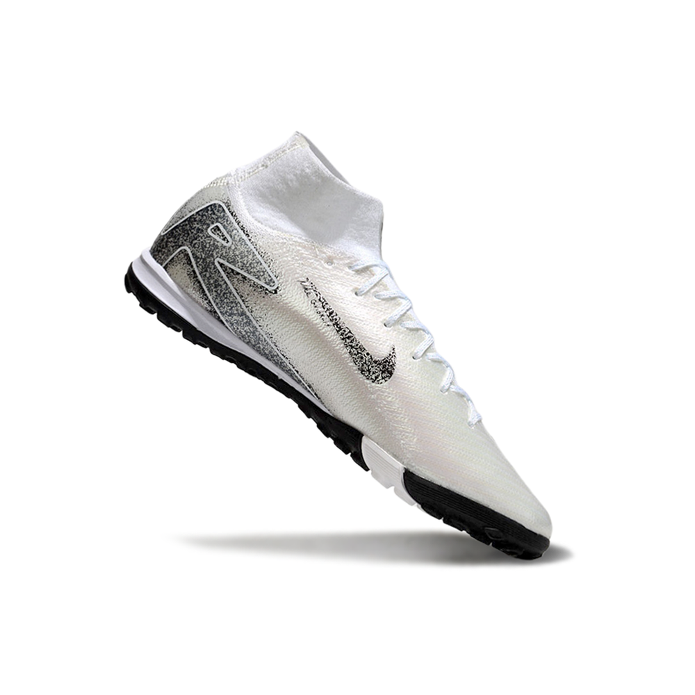 Chuteira Society Nike Air Zoom Mercurial Superfly 10 Elite TF Branca e Preta