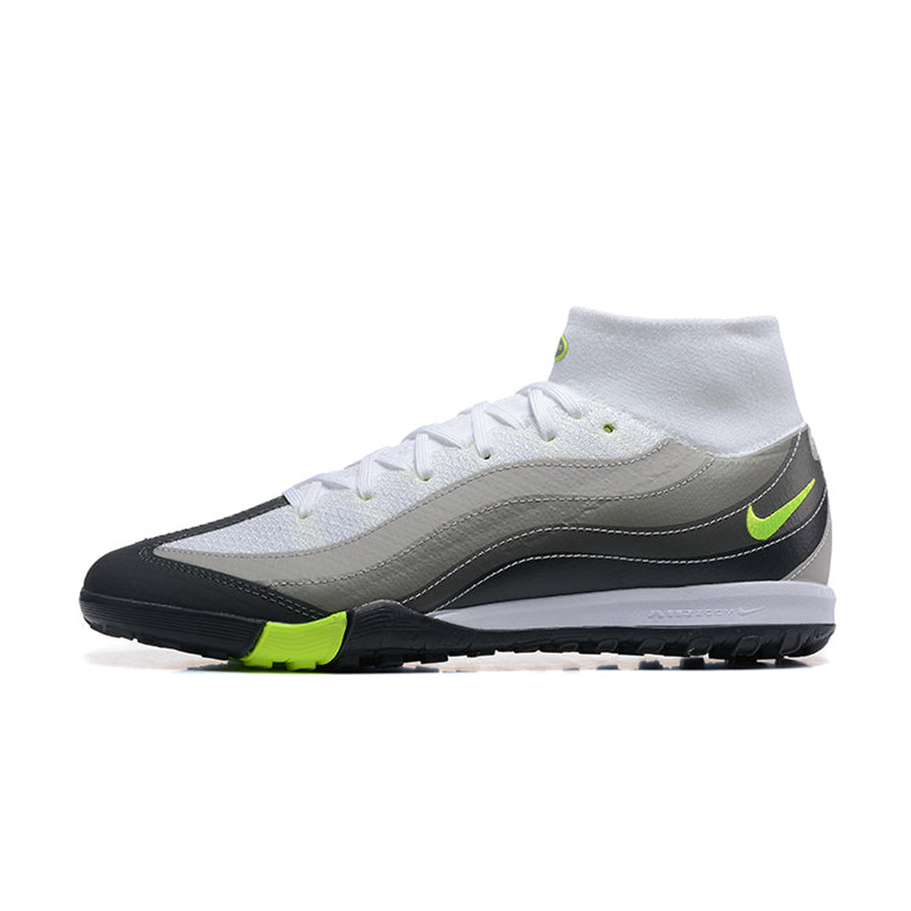 Chuteira Society Nike Air Zoom Mercurial Superfly 10 Elite TF Branco, Cinza e Verde