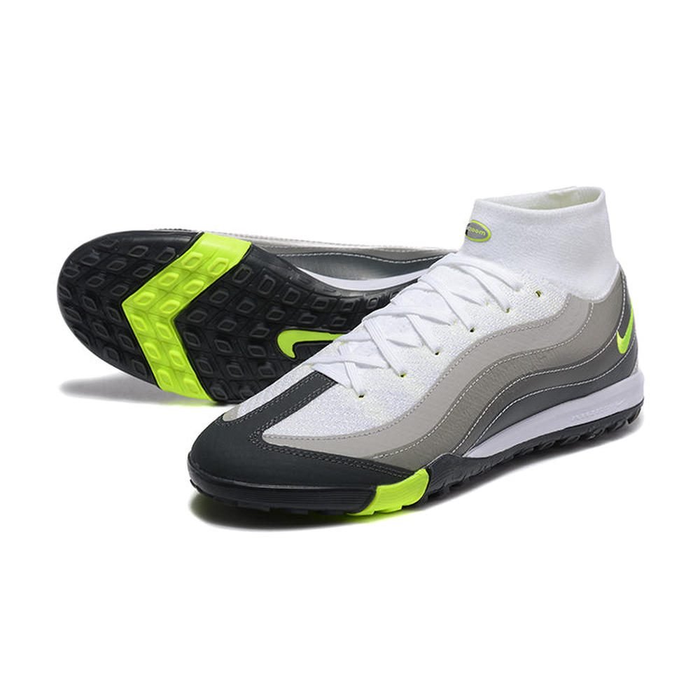 Chuteira Society Nike Air Zoom Mercurial Superfly 10 Elite TF Branco, Cinza e Verde