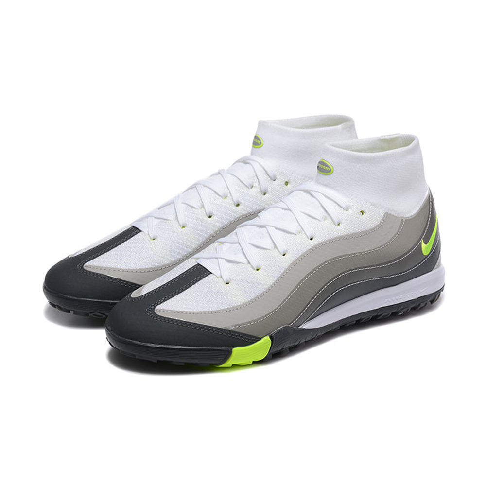 Chuteira Society Nike Air Zoom Mercurial Superfly 10 Elite TF Branco, Cinza e Verde