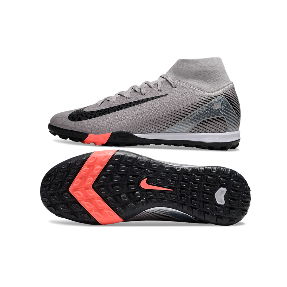 Chuteira Society Nike Air Zoom Mercurial Superfly 10 Elite TF Cinza e Preto