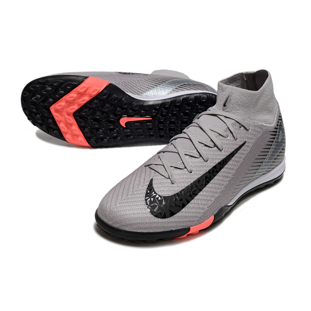 Chuteira Society Nike Air Zoom Mercurial Superfly 10 Elite TF Cinza e Preto
