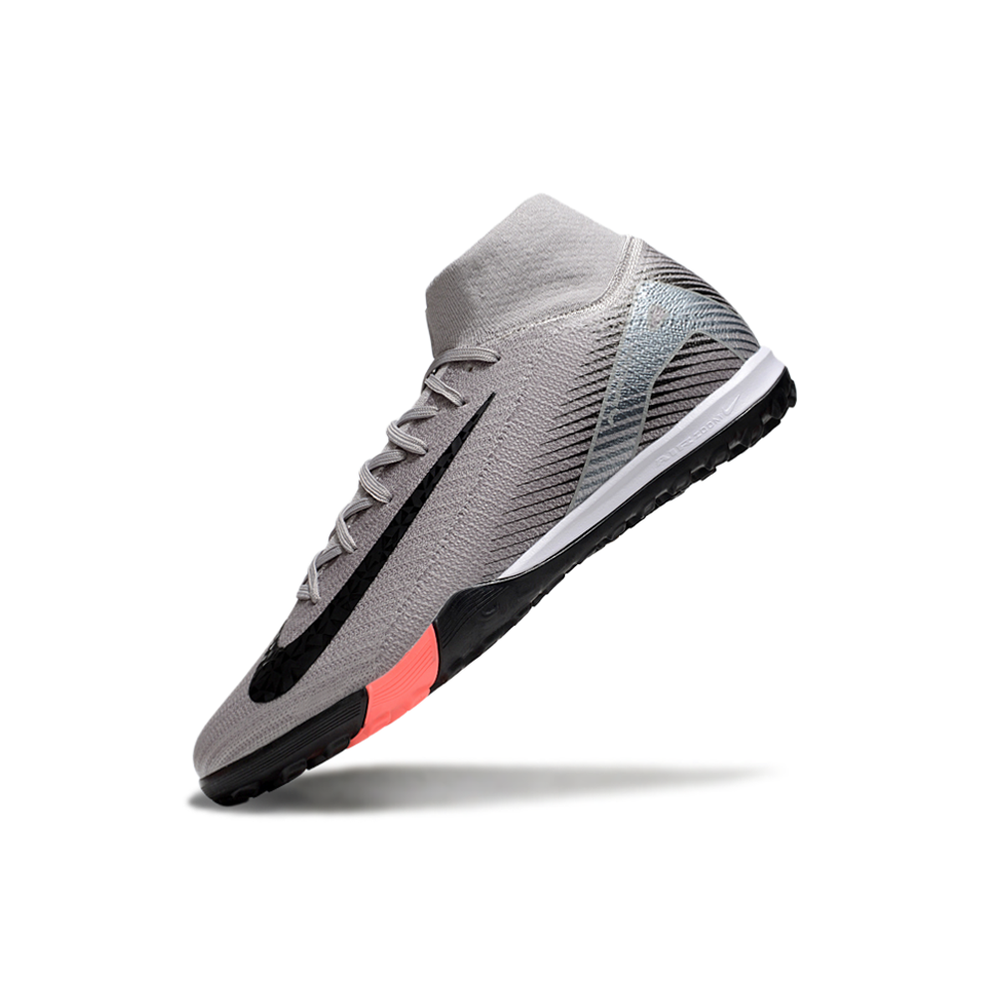 Chuteira Society Nike Air Zoom Mercurial Superfly 10 Elite TF Cinza e Preto