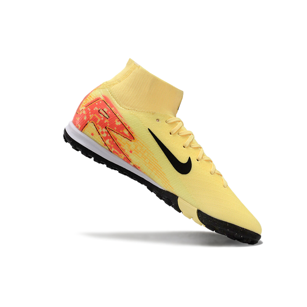Chuteira Society Nike Air Zoom Mercurial Superfly 10 Elite TF Laranja e Preto 