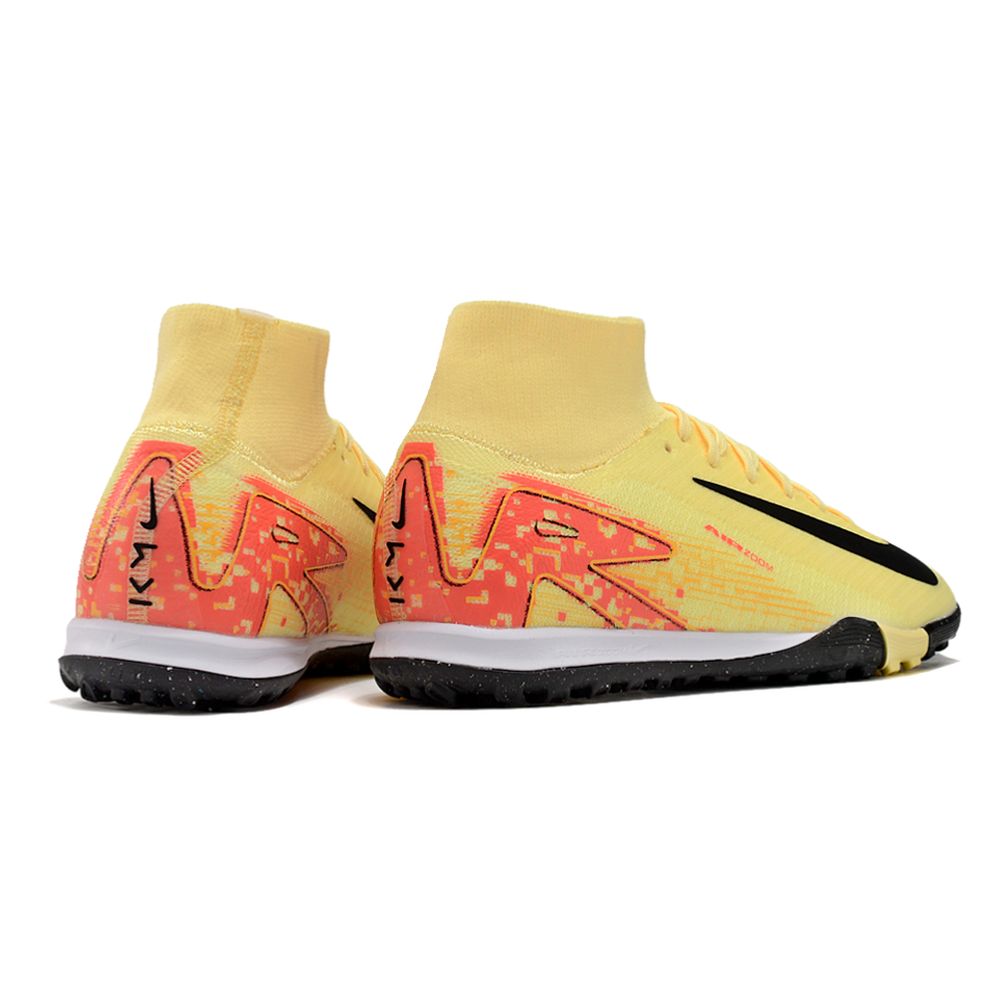 Chuteira Society Nike Air Zoom Mercurial Superfly 10 Elite TF Laranja e Preto 