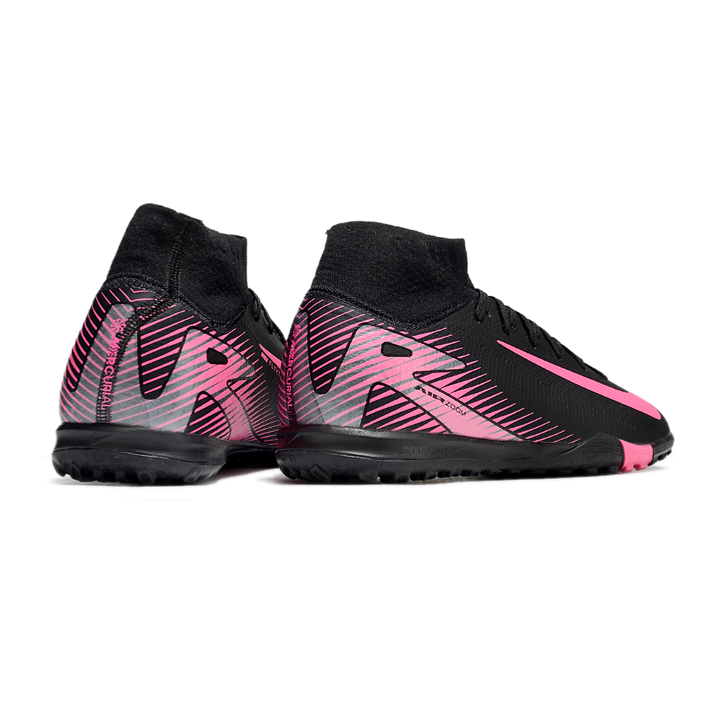 Chuteira Society Nike Air Zoom Mercurial Superfly 10 Elite TF Preta e Rosa