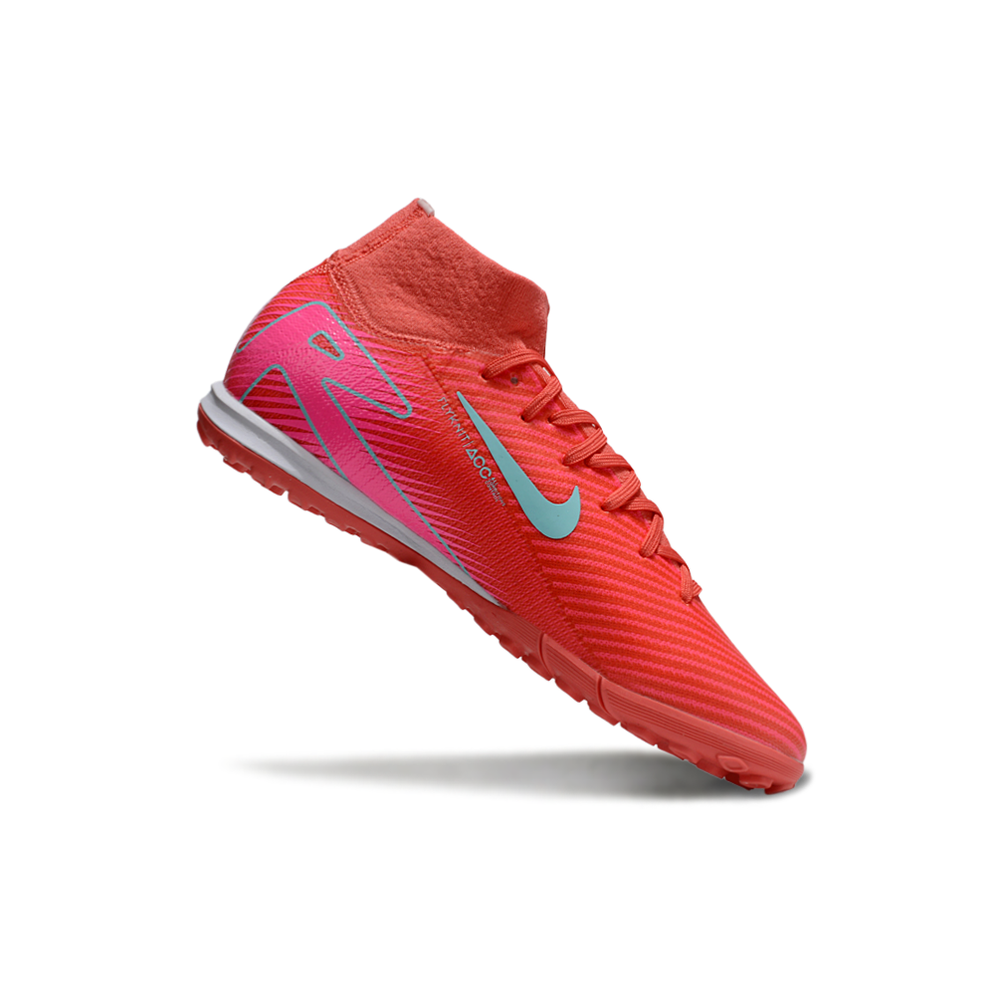 Chuteira Society Nike Air Zoom Mercurial Superfly 10 Elite TF Rosa e Azul